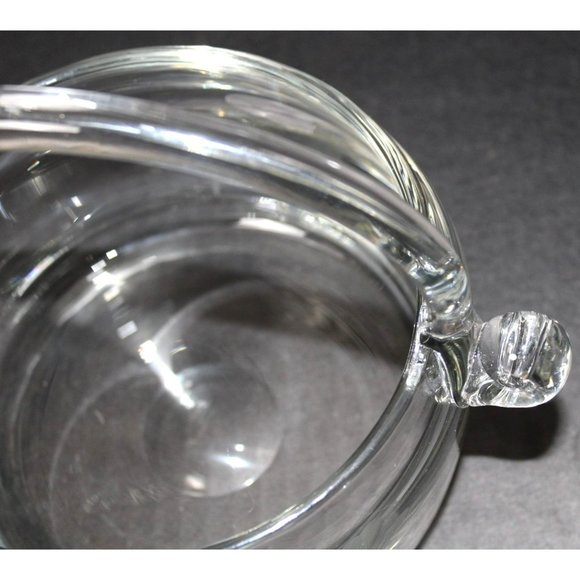 Vintage Lead Crystal Glass Basket with Etched Floral Design - Picture 4 of 10